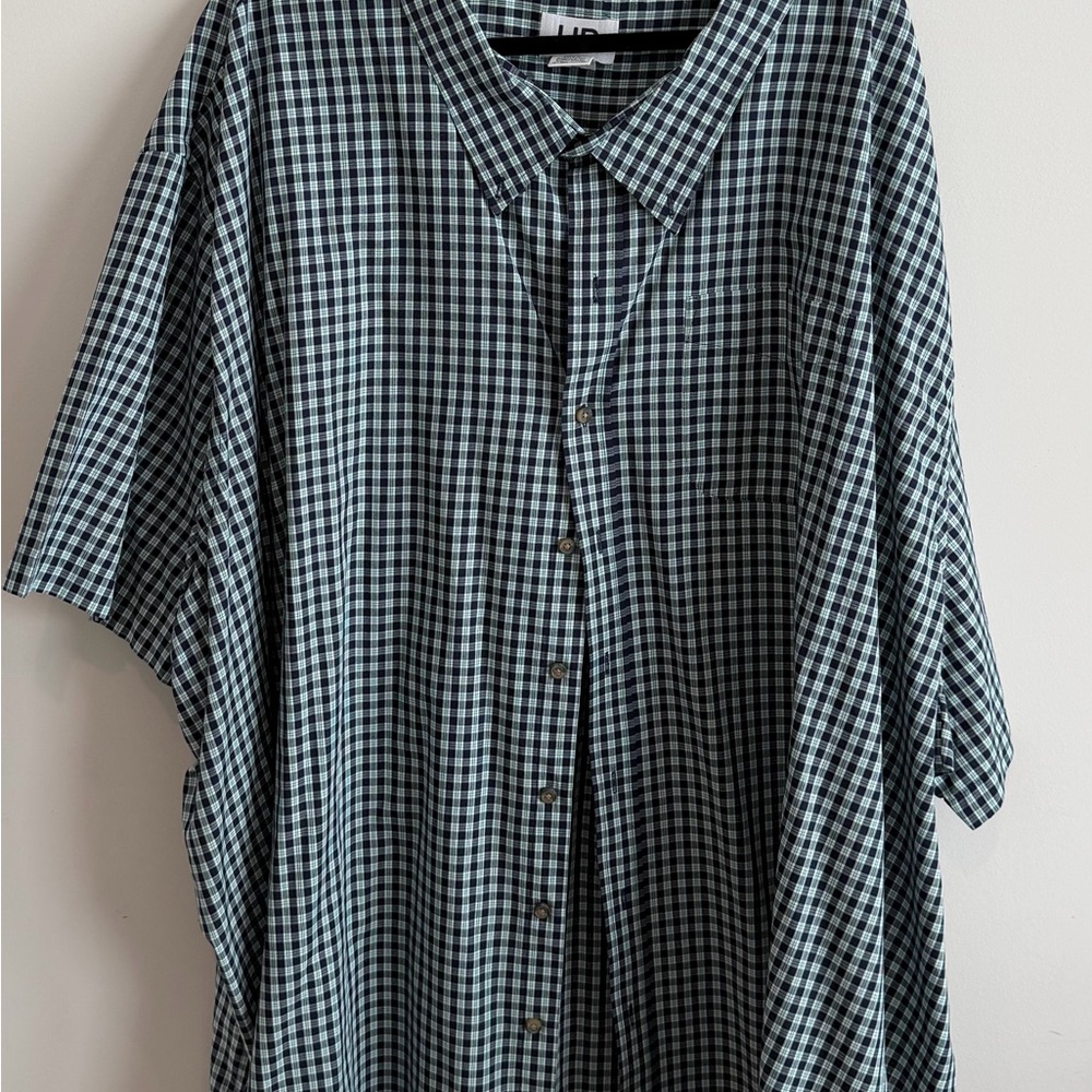 Harbor Bay Green and Black Gingham Button-Down Shirt Big and Tall 7XL